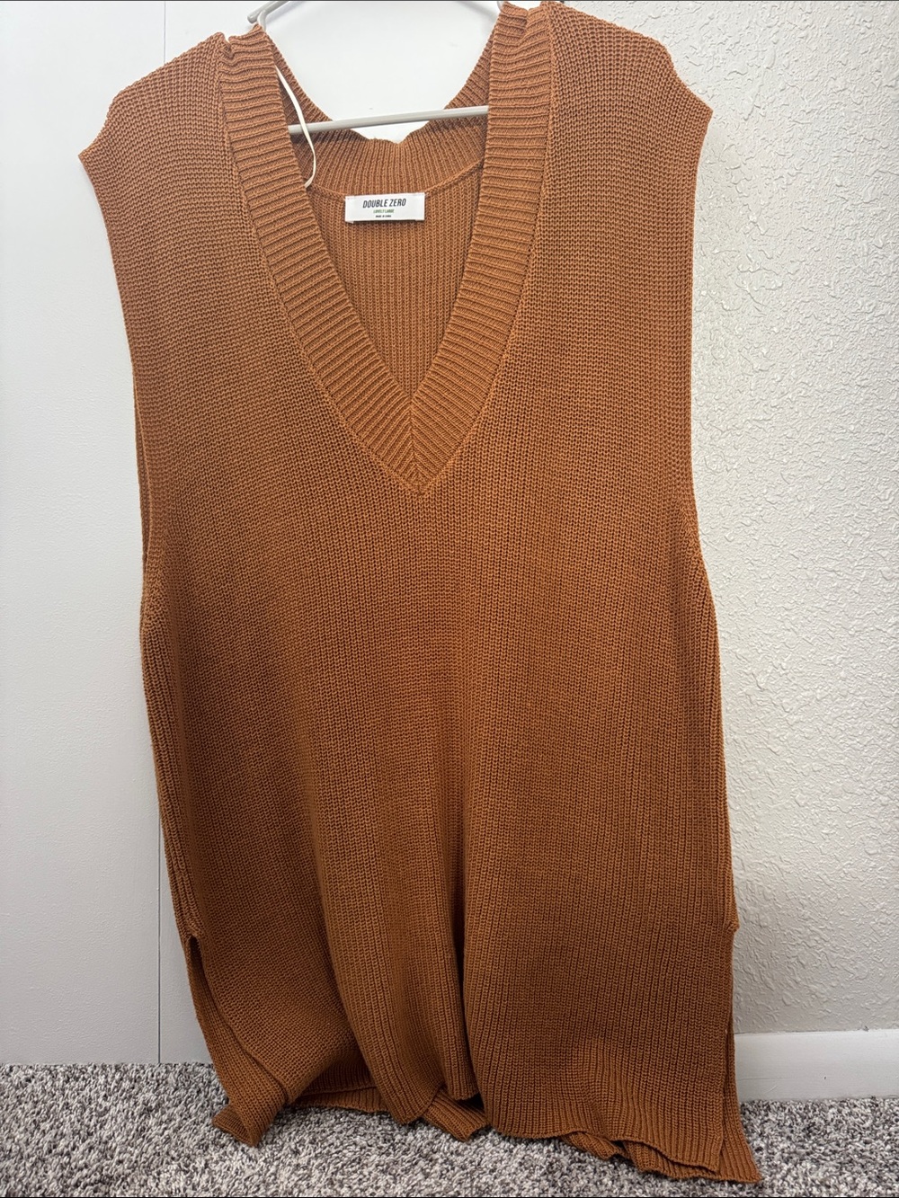 Double Zero Chestnut Brown V-Neck Knit Sweater Vest